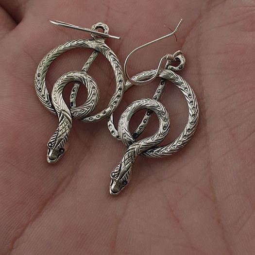 Vintage Snake Brass Earrings Long Dangle Statement Jewelry for Boho & Tribal Style