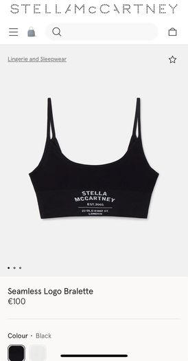 Womens top Stella McCartney bralette cropped black vest size S