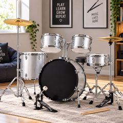 5 Piece Kids Drum Set 16 Inch Beginner Drum Kit with Throne Cymbals Pedal and Drumsticks