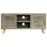TV Cabinet Solid Mango Wood Grey with Brass 110x30x48 cm Image 5