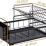 Dish Drying Rack Dish Drainer 2 Tier Detachable Kitchen Sink Dishes Dry Organiser Countertop Dish Draining Holder With Drip Tray Cutlery Utensil Holder RV Studio Small Flat 48x29.5x27cm Black Image 3