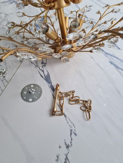 8-light 78cm crystal brass metal pendant light