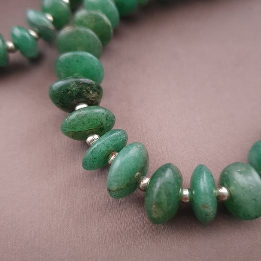 Vintage Tire Shape Jade Beaded Necklace