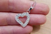 Vintage Sterling Silver 925 Pendant HEART with Chain - Silver