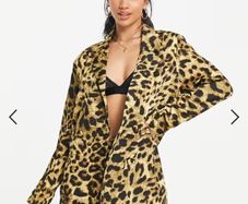 MISSGUIDED boxy oversized leopard print blazer Sz 10UK (Fit 10-12UK) Bnwt RRp 30
