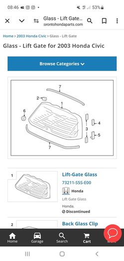 Honda Civic Rear Windshield 03-05 model