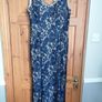 Dress beautiful long  navy lace dress gold lined size 16 on label  i think best suit size 14 Image 5