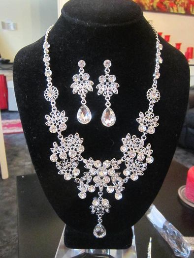 Bride's Designer Crystal Head piece Necklace and Earrings