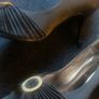 Navy Satin Peep-Toe Dress Shoes. Image 5