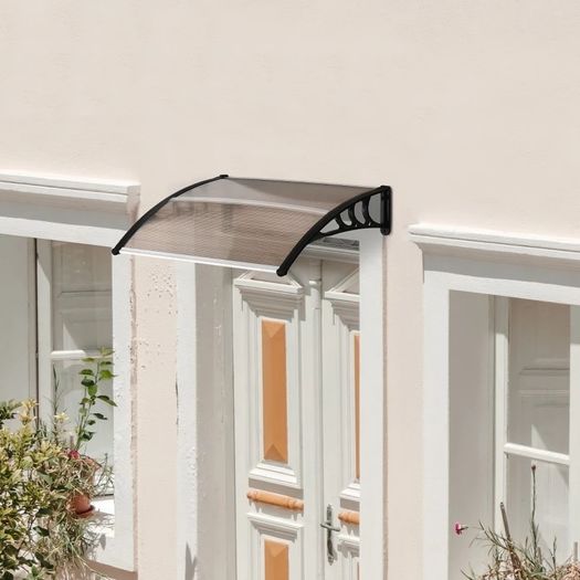 NEW SALE | Curved Window Door Canopy Aluminium Rigid Plastic Polycarbonate Fixed Outdoor Awning Modern Design UV Water Rain Resist