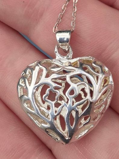 Tree of Life Filigree Sterling silver Love heart pendant set