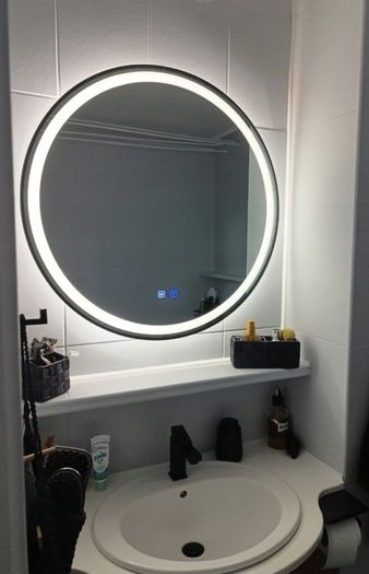 LED Bathroom Mirror 60cm Black Frame Antifog