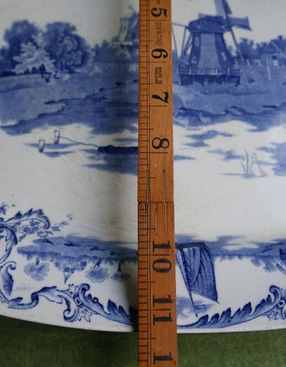 Large Antique Delft Pottery Platter,  Vintage Serving Plate in Blue and White,  Collectable China and Ceramics 16" x 11,5"