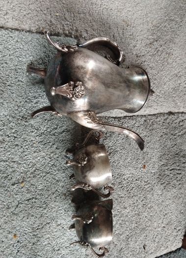 silverplate teapot jug and bowl