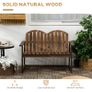 Outdoor Wooden Garden Bench, Patio Loveseat Chair with Slatted Backrest and Smooth Armrests for Two People, for Yard, Lawn, Porch, Carbonised Finish Image 6
