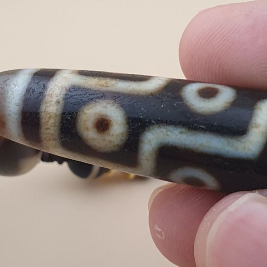 Antique Style Vintage Himalayan 9 Eyes Agate Dzi Bead Pendant Necklace
