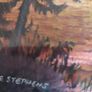 Vintage E Stephens Gold Foil Etched Signed Matted Sailboat Sunset Lake Tree Framed print. Image 2