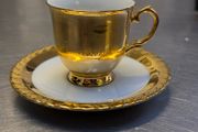 Gold Lustre white mini teacups and sauces by TK Thun Czechoslovakian