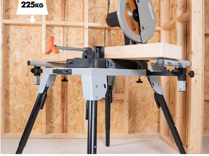 Chop Saw Stand Universal Fitting (AKA Chop Saw Table, Saw Bench) - Height Adjustable - 3M Extendable Arms & Supports Up To 225 kg - Highly Portable with Telescopic Folding Legs (FREE POSTAGE)