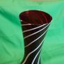 Elegant Murano-style vase made of art glass in ruby red with white spiral stripes Image 5