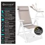 KESSER 2pce Garden Chair High-Backed Chair with Armrests Aluminium Folding Chair with Pillow & Cover Camping Chair 7-Way Adjustable Backrest Breathable & Weatherproof Foldable & Non-Slip Taupe Image 3