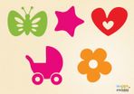 Stars, Hearts, Butterflies, Flowers, Prams Wall Sticker For Home Decorating / Vinyl Decal (Free Shipping)