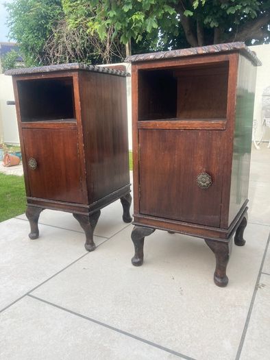 Antique Bedside Lockers - Pair - Mahogany