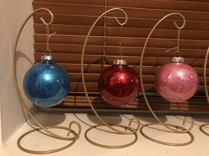 Personalised glitter Christmas baubles