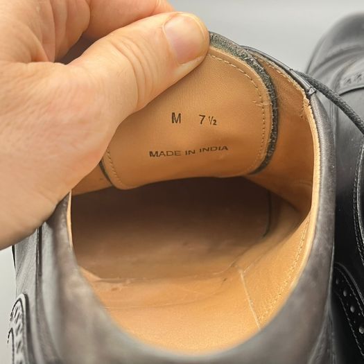 Loake Black Leather Woodstock Brogue Mens Shoes Size UK 7.5 G - Wide Fit