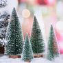 10 Pcs Artificial Frosted Sisal Trees Bottle Brush Trees with Wood Base Artificial Frosted Sisal Trees DIY Crafts Mini Pine Tree Christmas Miniature Ornaments for Xmas Home (FREE POSTAGE) Image 7