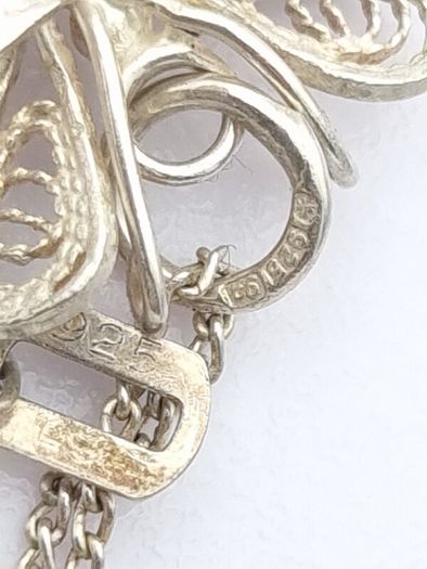 Vintage 925 Sterling Silver Filigree Butterfly Necklace