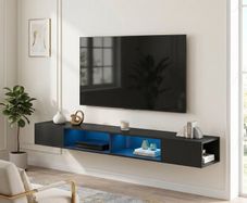 Floating Wall Mounted TV Stand with RGB LED Lights 75 Inch
