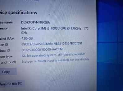 Toshiba Sattelite 15.6 inch Laptop, i3 Core, 4GB Ram, 1 Terrabyte HDD, White, Windows 10 Home