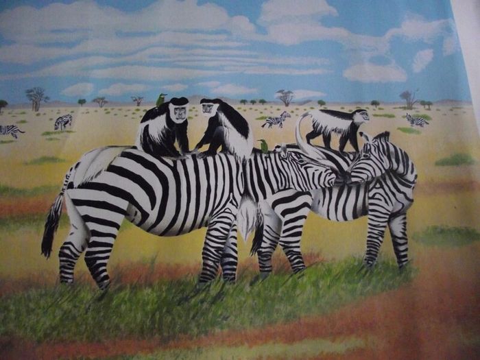 E.B. Watts - Ltd. Edition Print - 39/200 - Zebras and Colobus Monkeys - 20th Century