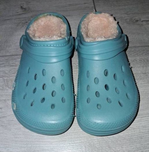 Brand New M&S Unisex Crocs With Cosy Fur Lining - Colour - Dusted Aqua - Size - U.K.12 - RRP - 10.00 - Sterling - 13.99 - Euro