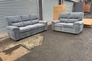 3+2 Bromley Gretal Grey Fabric Sofa Set