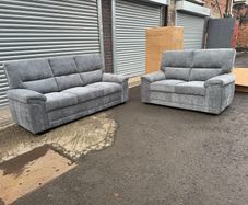 3+2 Bromley Gretal Grey Fabric Sofa Set
