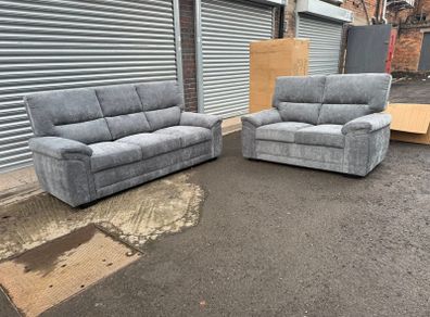 3+2 Bromley Gretal Grey Fabric Sofa Set