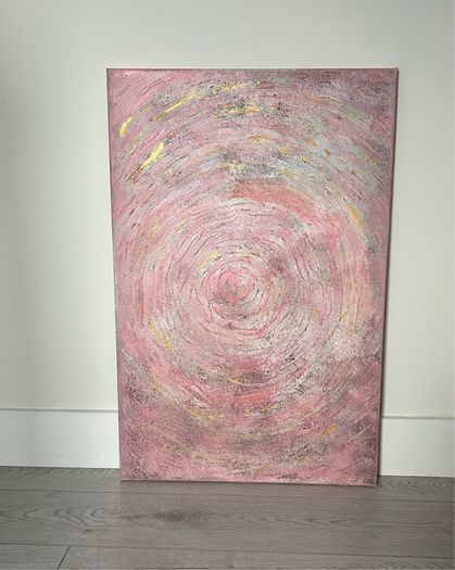 Pink and gray abstract painting