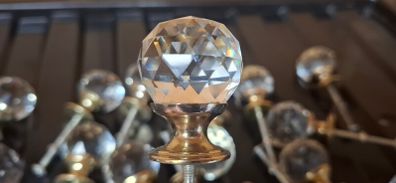 18 30mm Clear Crystal Diamond Glass Door Knobs Cupboard Drawer Handle Pulls