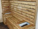 Custom timber garden fencing with integrated planters and bench Image 10