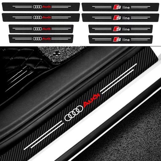 4Pcs Car Door Sill Protector Welcome Pedal Decoration Leather Stickers For Audi SLINE A3 8P S3 A4 B6 B7 A6 C5 C7 A5 Q3 Q5 Q7 S4