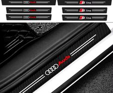 4Pcs Car Door Sill Protector Welcome Pedal Decoration Leather Stickers For Audi SLINE A3 8P S3 A4 B6 B7 A6 C5 C7 A5 Q3 Q5 Q7 S4