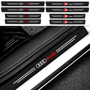 4Pcs Car Door Sill Protector Welcome Pedal Decoration Leather Stickers For Audi SLINE A3 8P S3 A4 B6 B7 A6 C5 C7 A5 Q3 Q5 Q7 S4