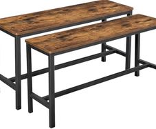 Table Benches, Set of 2, Industrial Style Indoor Benches, 108 x 32.5 x 50 cm, Durable Metal Frame, for Kitchen, Dining Room, Living Room, Rustic Brown