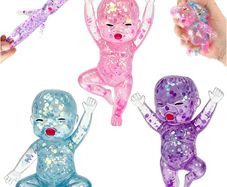 3 Piece Glitter Stress Balls,Slow Rising Soft Cute Sparkly Sensory Decompression Doll Portable Slow Rising For Desk Decor & Anxiety Relief