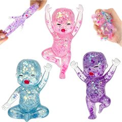 3 Piece Glitter Stress Balls,Slow Rising Soft Cute Sparkly Sensory Decompression Doll Portable Slow Rising For Desk Decor & Anxiety Relief