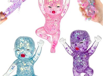 3 Piece Glitter Stress Balls,Slow Rising Soft Cute Sparkly Sensory Decompression Doll Portable Slow Rising For Desk Decor & Anxiety Relief