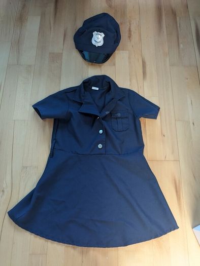 Kids Police Officer Costume & Hat Set  Size 9-10 Years