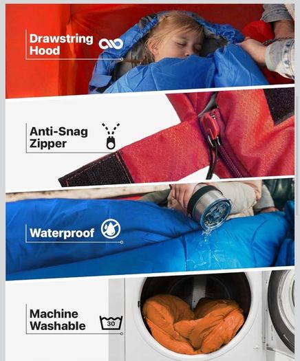 Sleeping Bags for Adults & Kids Sleeping Bag 3-4 Season - Ultralight Backpacking Sleeping Bag Cold Weather & Warm, Lightweight Compact, Single Adult Girls Boys Winter Sleep Camping Accessories